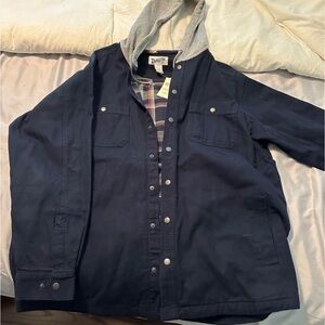 Duluth Trading Co Navy and Gray Hooded Jacket